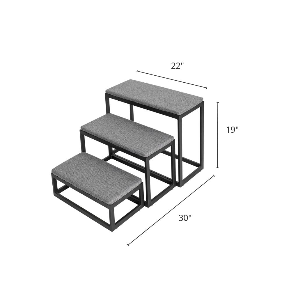 Shana Pet Steps - Modern 19" Tall, Wide Metal Dog Stairs for Small - Large Dogs (180 lbs)