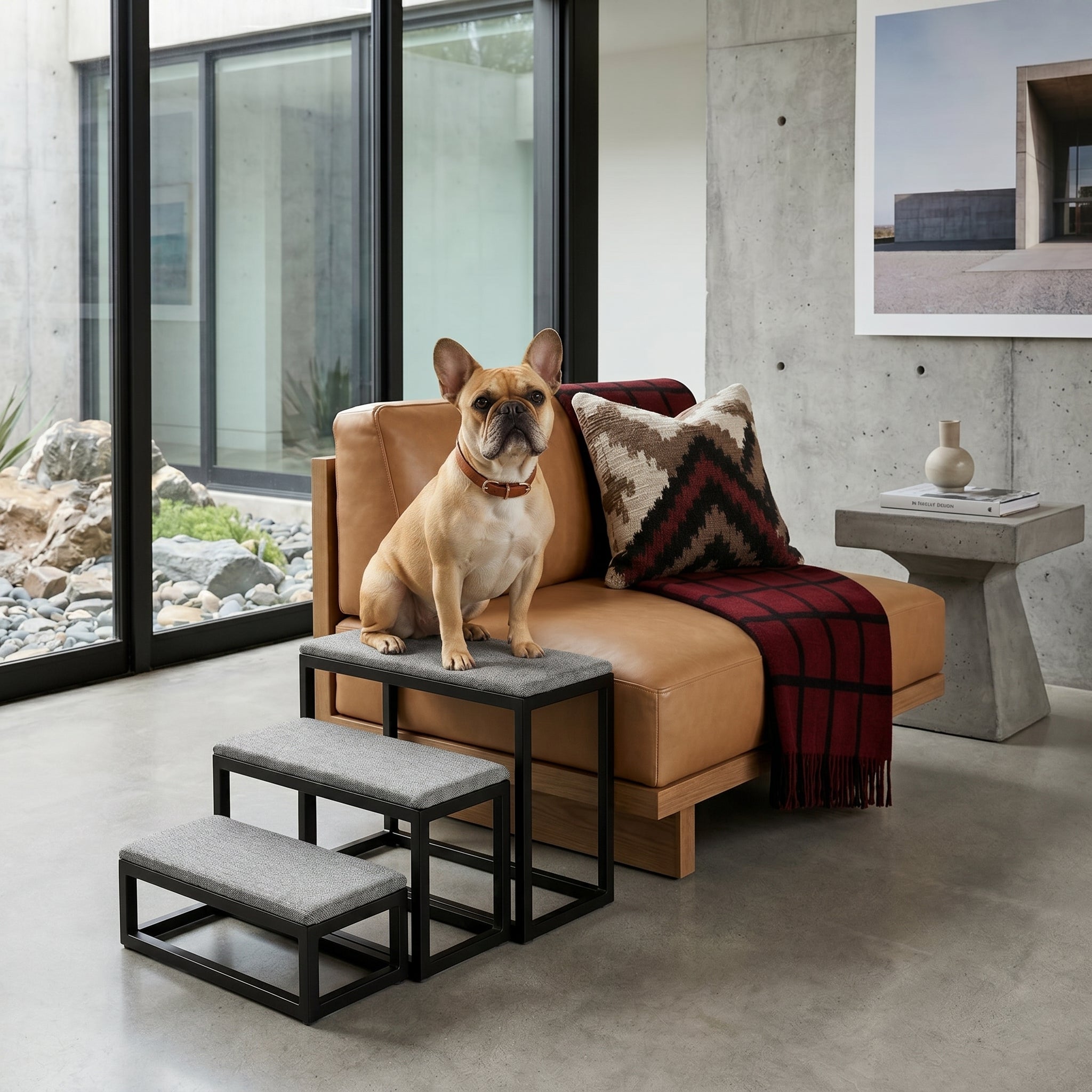 Shana Pet Steps - Modern 19" Tall, Wide Metal Dog Stairs for Small - Large Dogs (180 lbs)