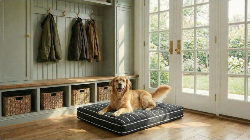 Shona Sprawler Bed - Modern, Upholstery Grade Dog Bed. Small 30" Long - M / L 36" Long