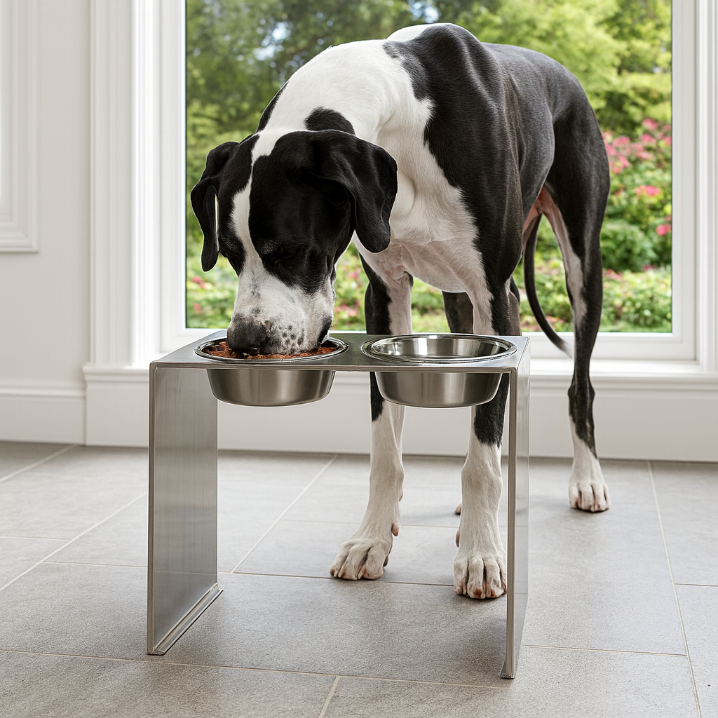 Slate Double Diner - Modern Architectural 304 Stainless Steel Stand, Elevated Dog Bowls (5"/ 9" / 12" / 18" Tall)
