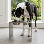 Slate Double Diner - Modern Architectural 304 Stainless Steel Stand, Elevated Dog Bowls (5"/ 9" / 12" / 18" Tall)