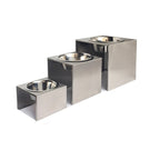 Slate Single Diner - Modern Architectural 304 Stainless Steel Stand w/ Elevated Bowl Food, Water (5" / 9" / 12" Tall)