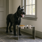 Slate Double Diner 18" Tall XL - Designer 304 Stainless Steel Elevated Stand, Large Breed Raised Feeder