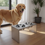 Slate Double Diner - Modern Architectural 304 Stainless Steel Stand, Elevated Dog Bowls (5"/ 9" / 12" / 18" Tall)