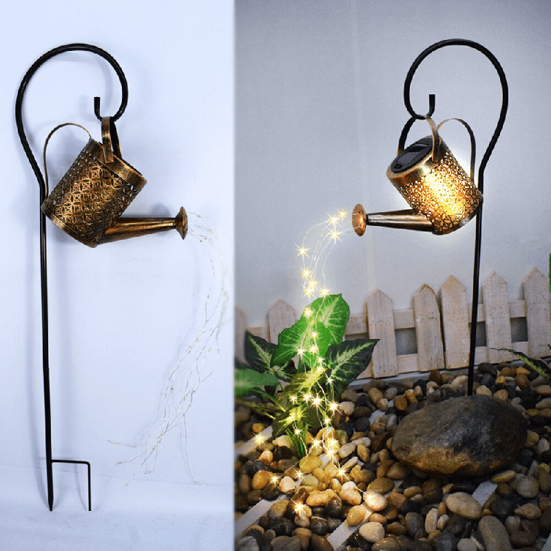 Zevolim| Solar Watering Can Lamp – Wrought Iron Garden Light with 36 Warm LEDs for Magical Outdoor Ambience