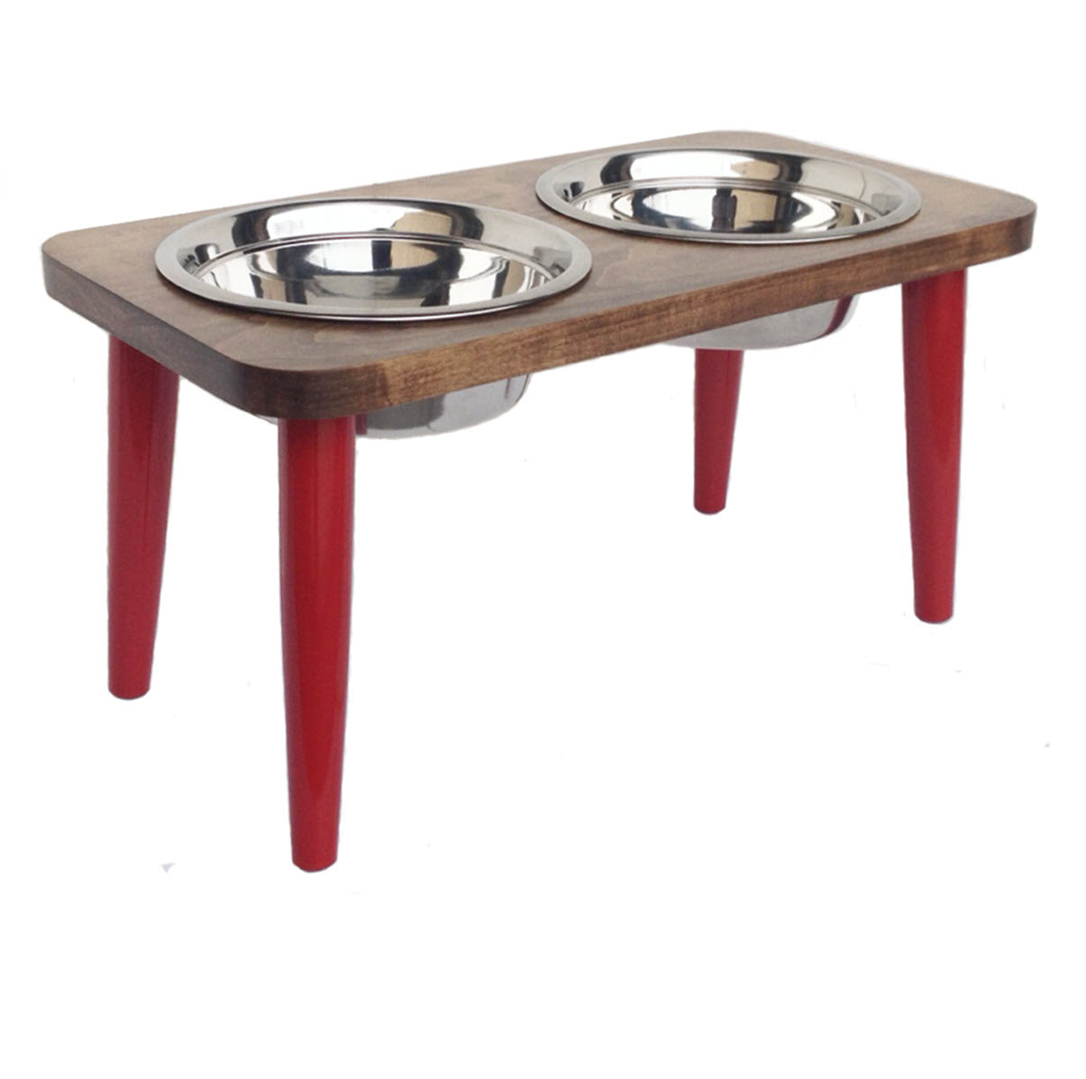 Southern Maple Double Diner - Modern Farmhouse Style, Hardwood Stand Elevated Dog Bowls (6" / 12" Tall)
