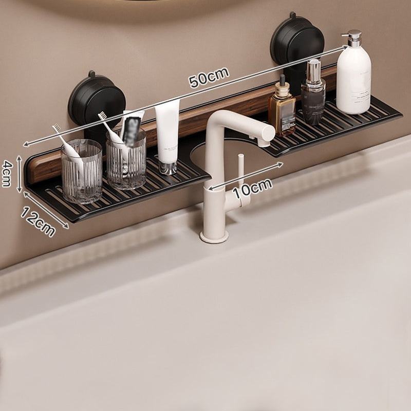 Shelf with suction cups in walnut