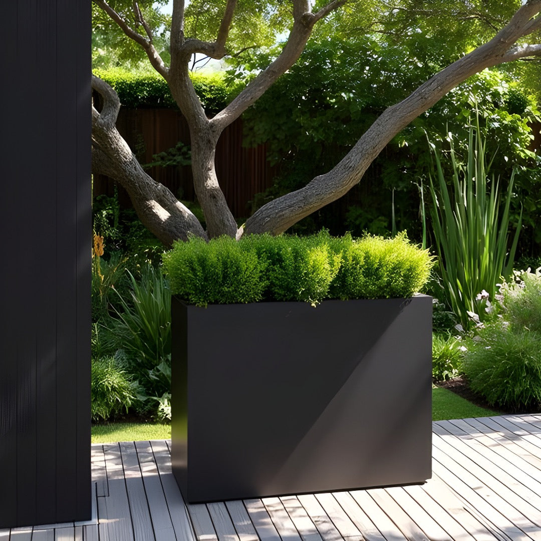 Aster Tall Span Planter - Heavy Duty Fiberglass w/ Steel - Plant Shelf - Indoor / Outdoor Divider  (38" L x 11" W x 29" H)