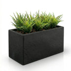 Thomas Faux Concrete Long Block Planter - Steel Reinforced Architectural Fiberglass w/ Drainage (30" L x 16" W x 16" Tall)