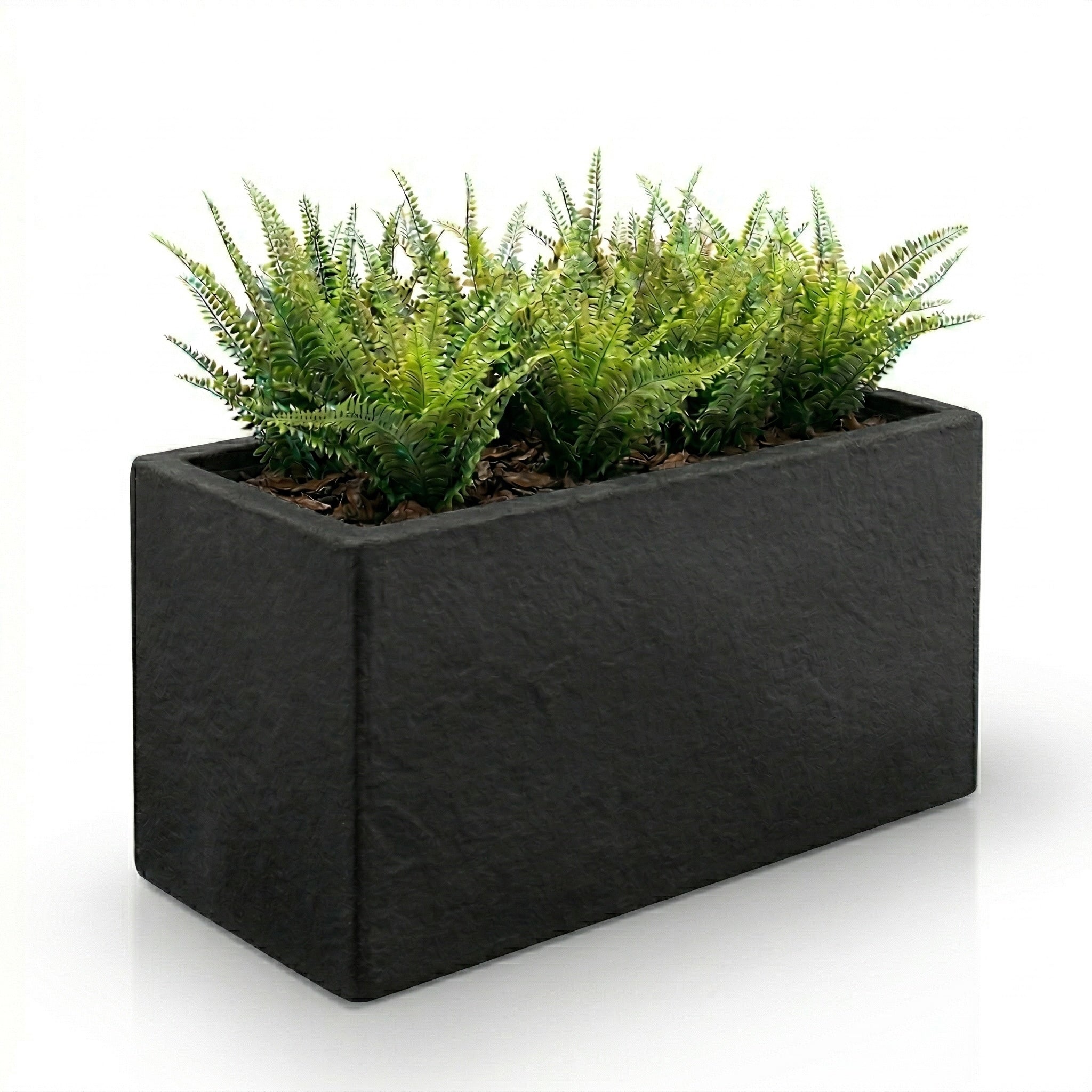 Thomas Faux Concrete Long Block Planter - Steel Reinforced Architectural Fiberglass w/ Drainage (30" L x 16" W x 16" Tall)