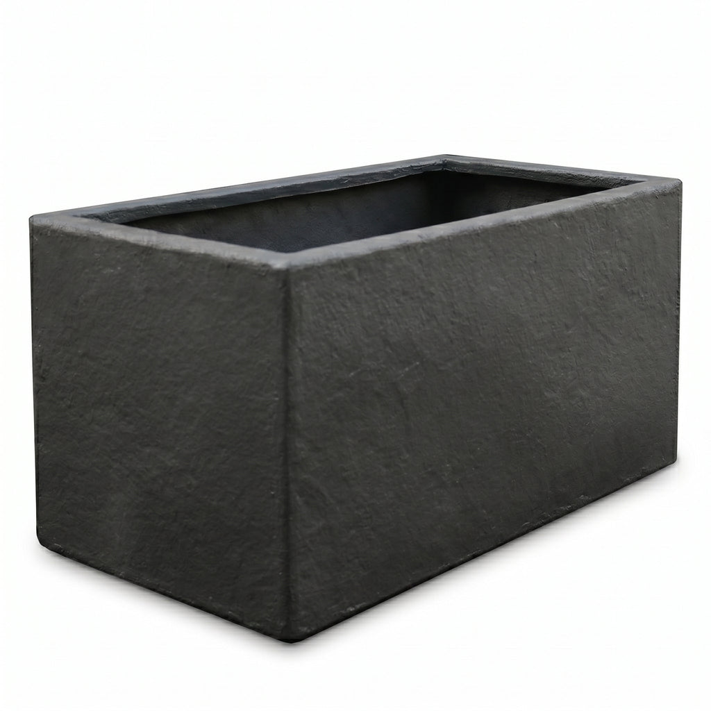 Thomas Faux Concrete Long Block Planter - Steel Reinforced Architectural Fiberglass w/ Drainage (30" L x 16" W x 16" Tall)