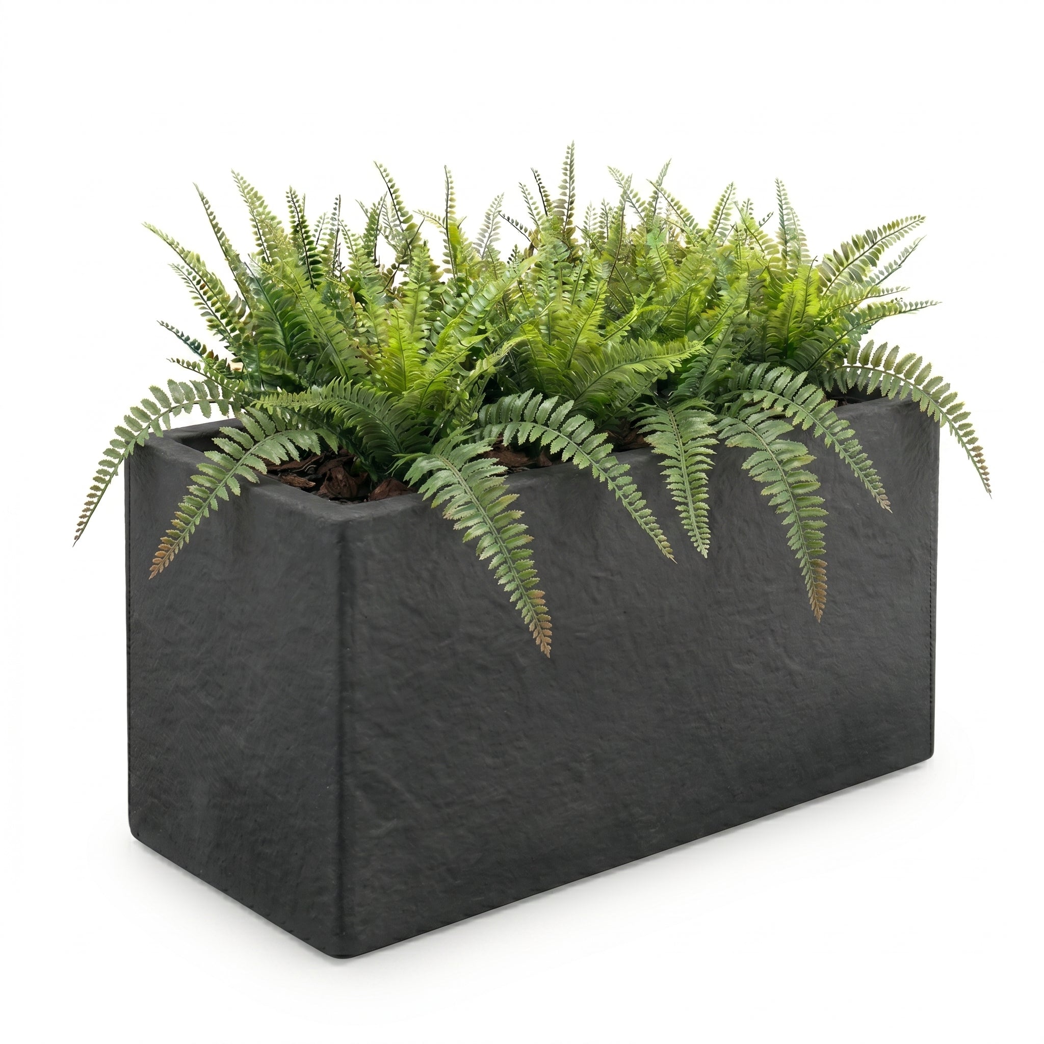 Thomas Faux Concrete Long Block Planter - Steel Reinforced Architectural Fiberglass w/ Drainage (30" L x 16" W x 16" Tall)