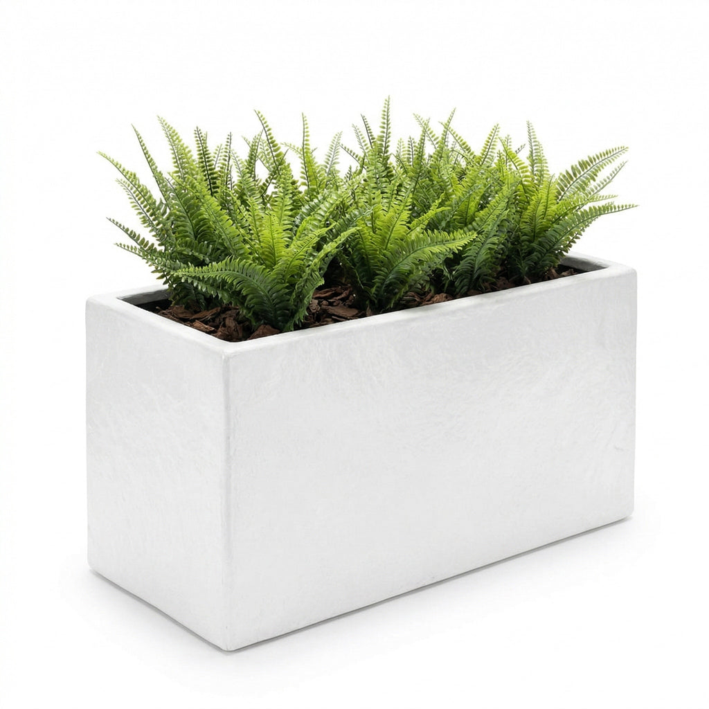 Thomas Faux Concrete Long Block Planter - Steel Reinforced Architectural Fiberglass w/ Drainage (30" L x 16" W x 16" Tall)