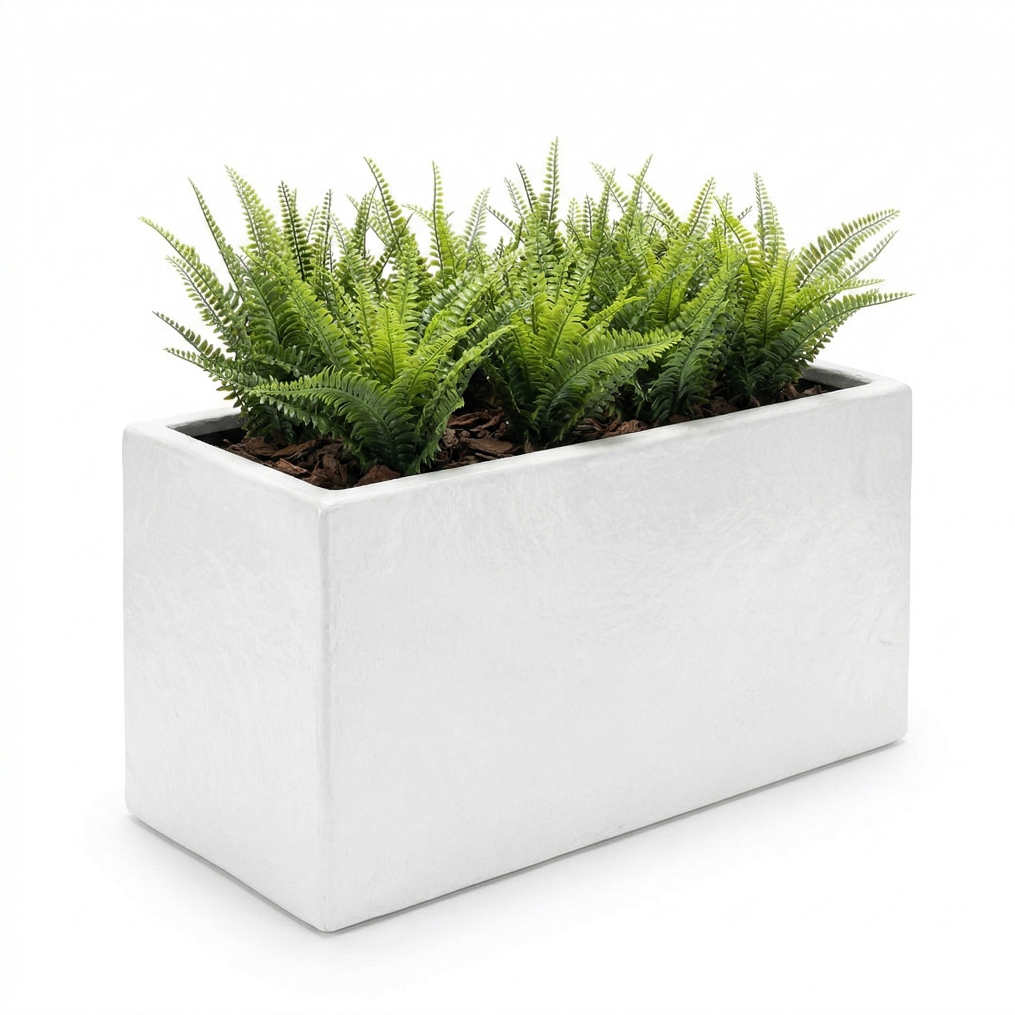 Thomas Faux Concrete Long Block Planter - Steel Reinforced Architectural Fiberglass w/ Drainage (30" L x 16" W x 16" Tall)