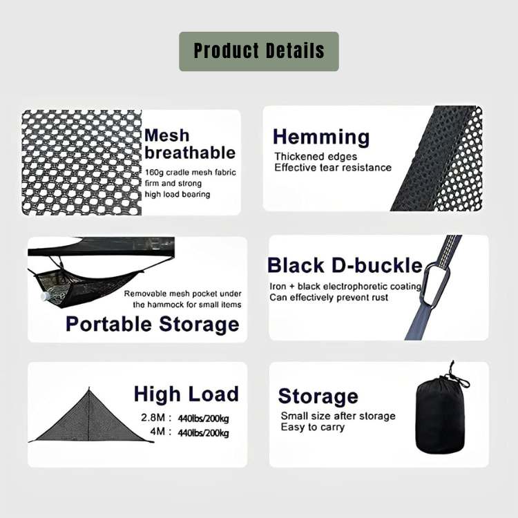 Triangle Camping Hammock with Straps, Portable Outdoor Mesh Hammock