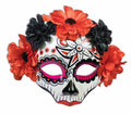 Day Of Dead Skull Red and Black Flower Face Eye Mask