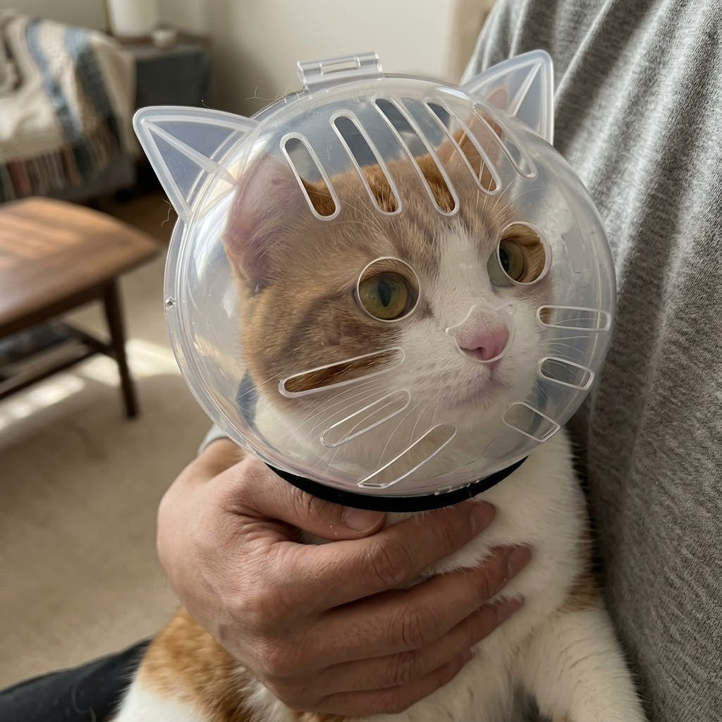 Bubble Cone Transparent Cat Recovery Groom Helmet