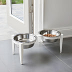 Vision Double Diner - Outdoor / Indoor Modern Angle Iron, Elevated Dog Bowls (5", 7", 10" Tall)