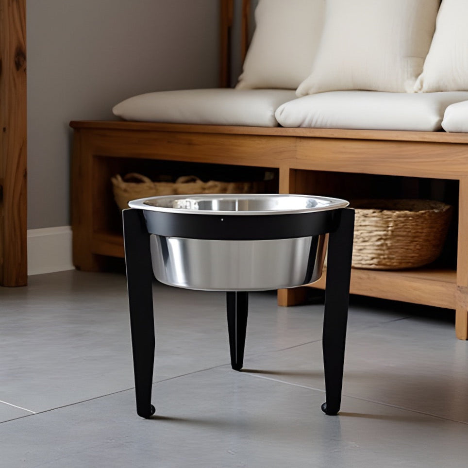 Vision Single Diner - Modern Minimalist Indoor / Outdoor Elevated Dog Bowl w/ Metal Stand (5.5" / 10" Stand)