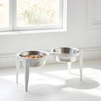 Vision Double Diner - Outdoor / Indoor Modern Angle Iron, Elevated Dog Bowls (5", 7", 10" Tall)