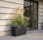 Winona Rectangle Span Planter - Architectural Ribbed Fiberglass, Large Outdoor / Indoor (30" L x 12" W x 17" H)