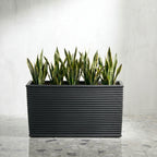 Winona Rectangle Span Planter - Architectural Ribbed Fiberglass, Large Outdoor / Indoor (30" L x 12" W x 17" H)