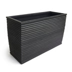 Winona Rectangle Span Planter - Architectural Ribbed Fiberglass, Large Outdoor / Indoor (30" L x 12" W x 17" H)