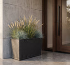 Winona Rectangle Span Planter - Architectural Ribbed Fiberglass, Large Outdoor / Indoor (30" L x 12" W x 17" H)