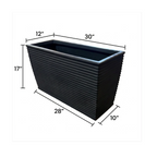 Winona Rectangle Span Planter - Architectural Ribbed Fiberglass, Large Outdoor / Indoor (30" L x 12" W x 17" H)