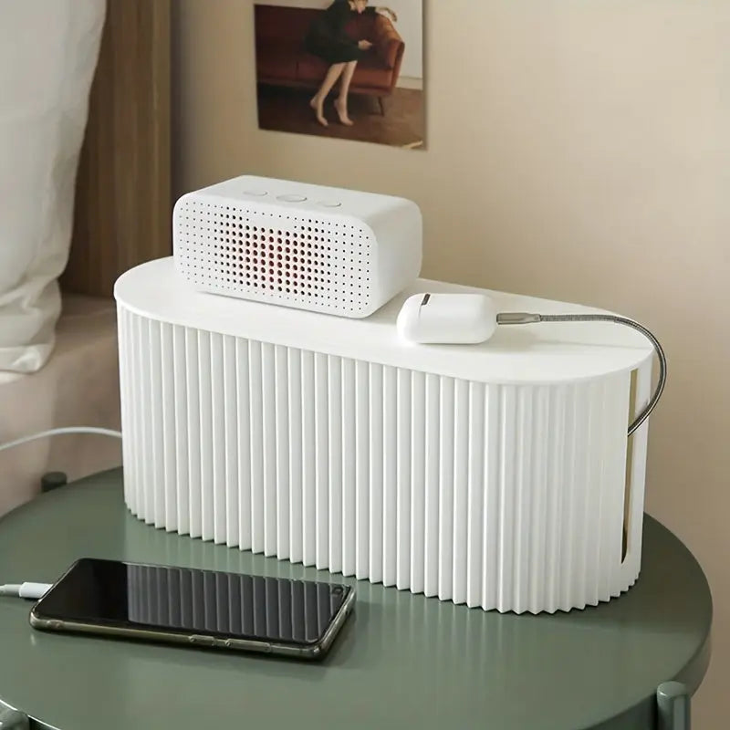 Ordoca Cable Box Desk Organizer | Cable Management & Storage | White | 30x11x13 cm