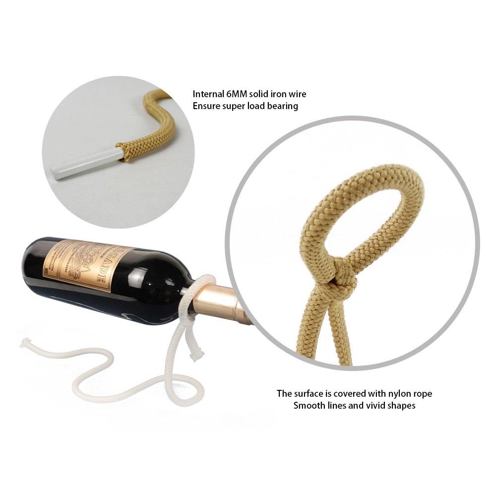 Zigzag Bottle Holder - Hanging Rope Wine Rack